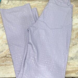 Naked Wardrobe Lavender Croc-Embossed Straight Leg Pants size SMALL NWOT